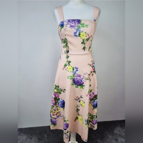 ASOS Dresses & Skirts - NEW ASOS DESIGN midi floral party dress with square neck uk 8 TALL